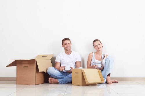 Packed boxes ready for a house move in Stockwell