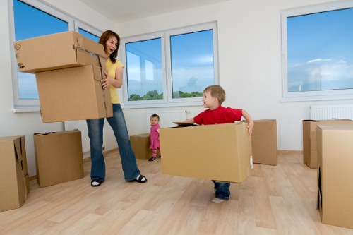 Furniture and office items prepared for charity donation during a Stockwell clearance